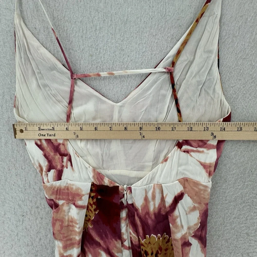 Free People Backless Dress Womens Size 0 High Low Floral Halter Front Slit Midi - Picture 6 of 10